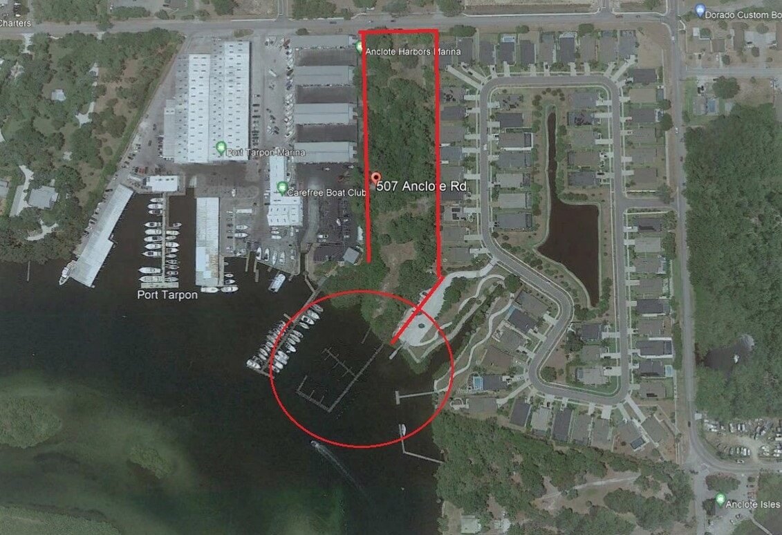 Riverfront marina site with over 40 docks
